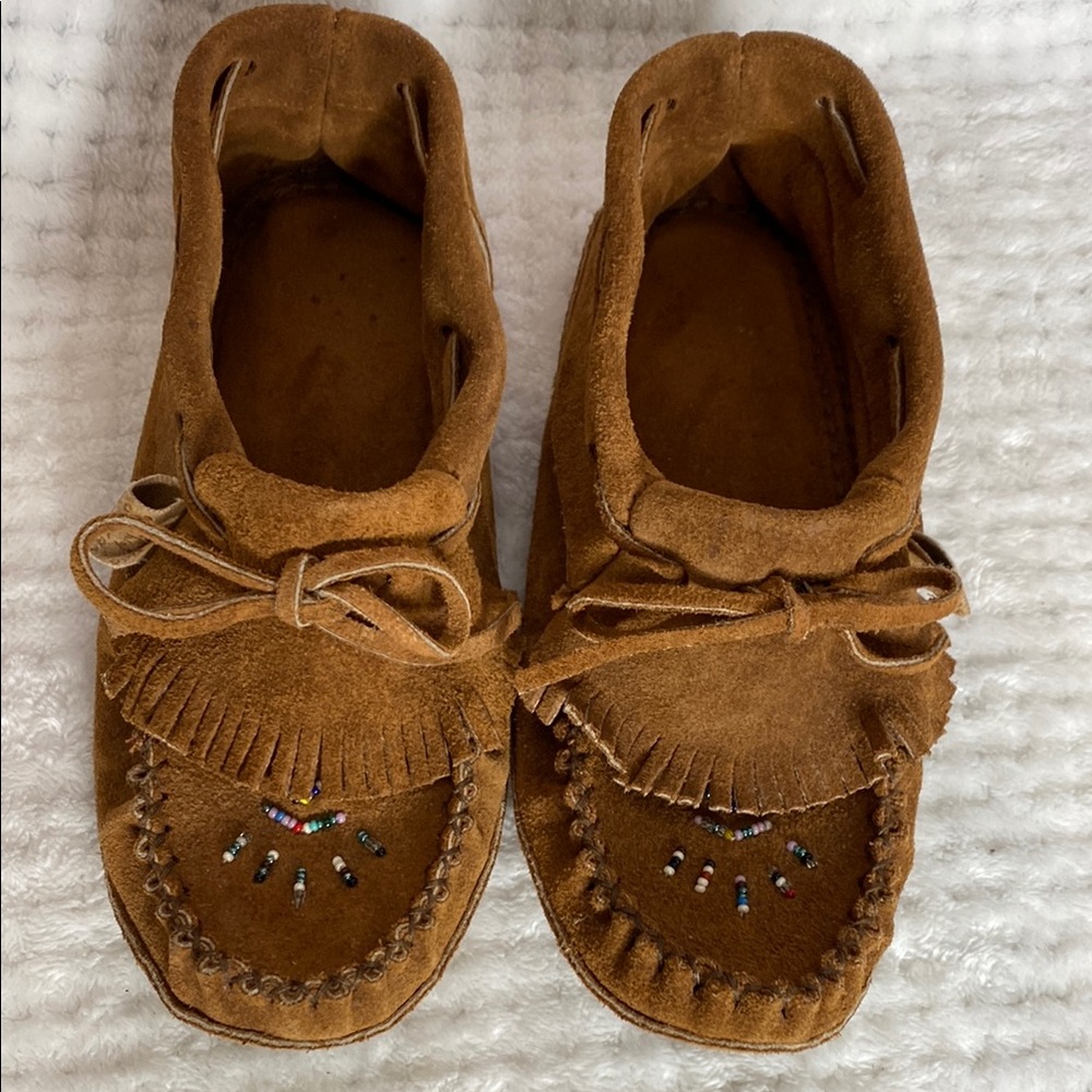 Laurentian Chief Brown Suede Beaded Moccasins
